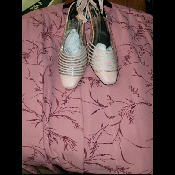 Suze 26 W: EUC Pink/Mauve Glittery Evening Dress with Matching Shoes